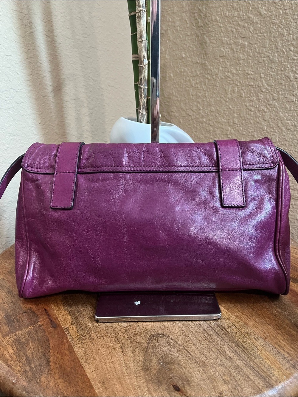 MULBERRY RARE VINTAGE TRIM ALEXA IN BERRY LEATHER - Picture 2 of 16